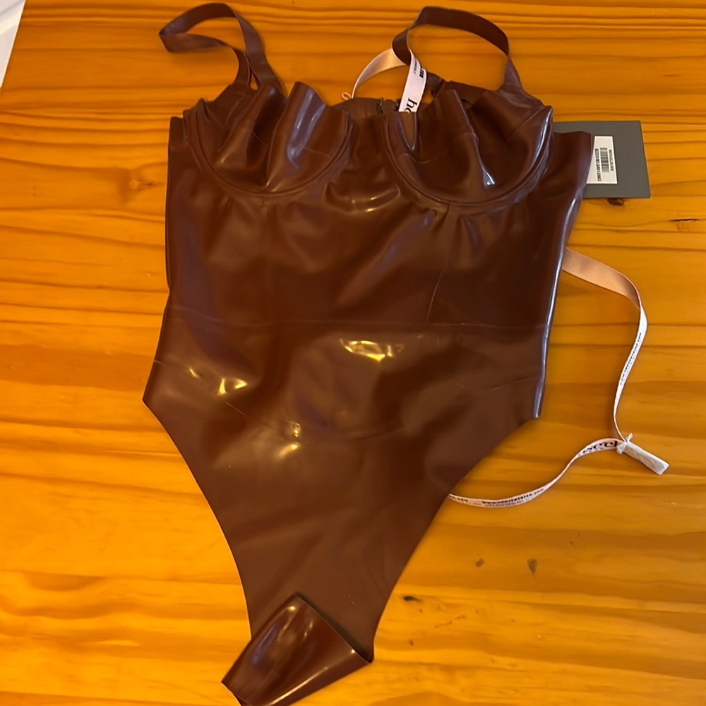 COCOA LATEX BUSTIER BODYSUIT size small